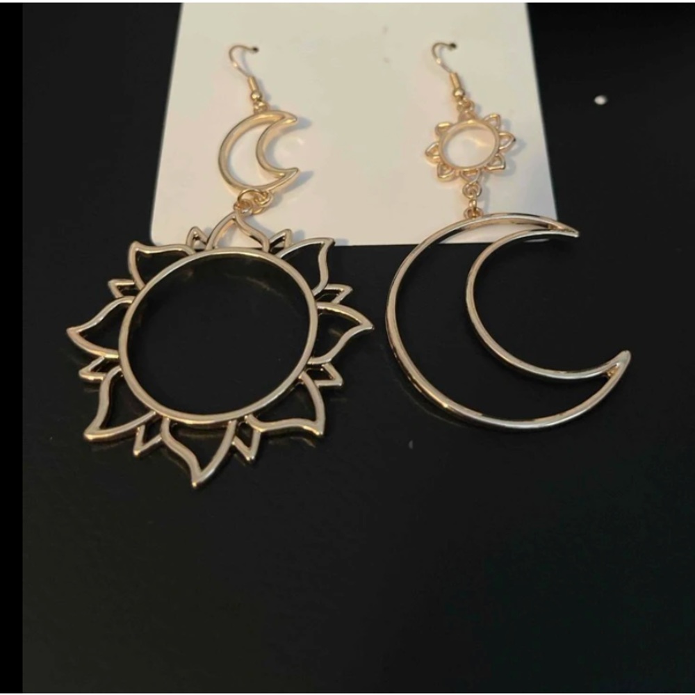 Boho Sun Moon Cut Out Elegant Gold Sliver Black - Picture 3 of 11